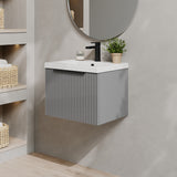 Fluted Front Wall Hung Vanity Basin Unit with Choice of Size, Colour and Handle Options