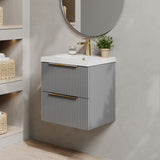 Fluted Front Wall Hung Vanity Basin Unit with Choice of Size, Colour and Handle Options