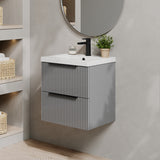 Fluted Front Wall Hung Vanity Basin Unit with Choice of Size, Colour and Handle Options