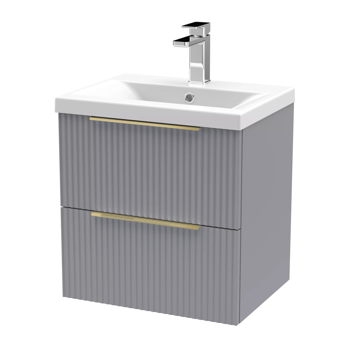 Tixall Fluted Front Wall Hung Vanity Basin Unit with Choice of Size, Colour and Handle Options