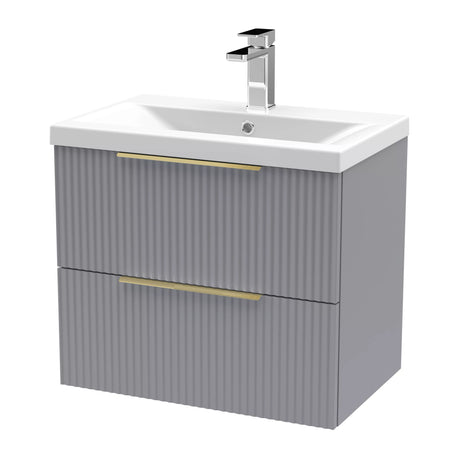 Tixall Fluted Front Wall Hung Vanity Basin Unit with Choice of Size, Colour and Handle Options