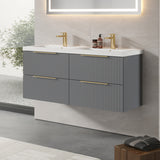 Fluted Front Wall Hung Vanity Basin Unit with Choice of Size, Colour and Handle Options