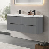 Fluted Front Wall Hung Vanity Basin Unit with Choice of Size, Colour and Handle Options