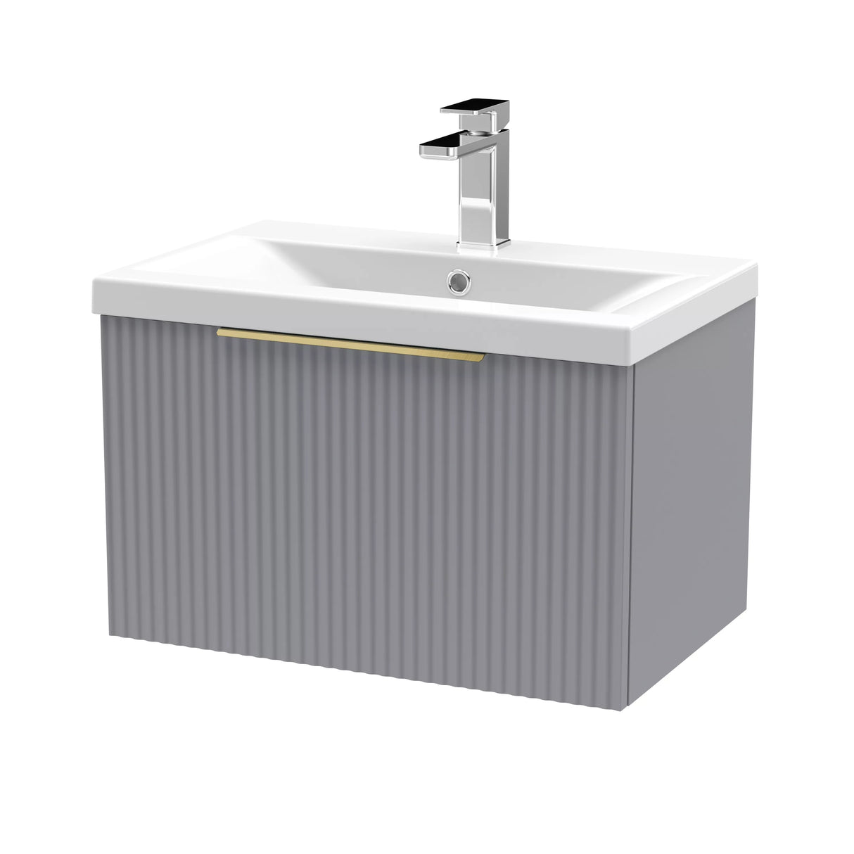 Tixall Fluted Front Wall Hung Vanity Basin Unit with Choice of Size, Colour and Handle Options