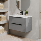 Fluted Front Wall Hung Vanity Basin Unit with Choice of Size, Colour and Handle Options