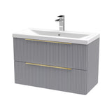 Tixall Fluted Front Wall Hung Vanity Basin Unit with Choice of Size, Colour and Handle Options