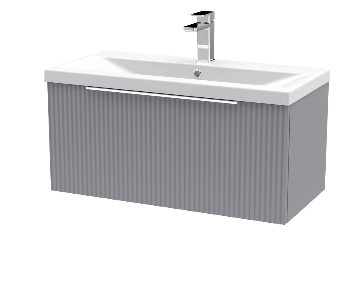 Tixall Fluted Front Wall Hung Vanity Basin Unit with Choice of Size, Colour and Handle Options