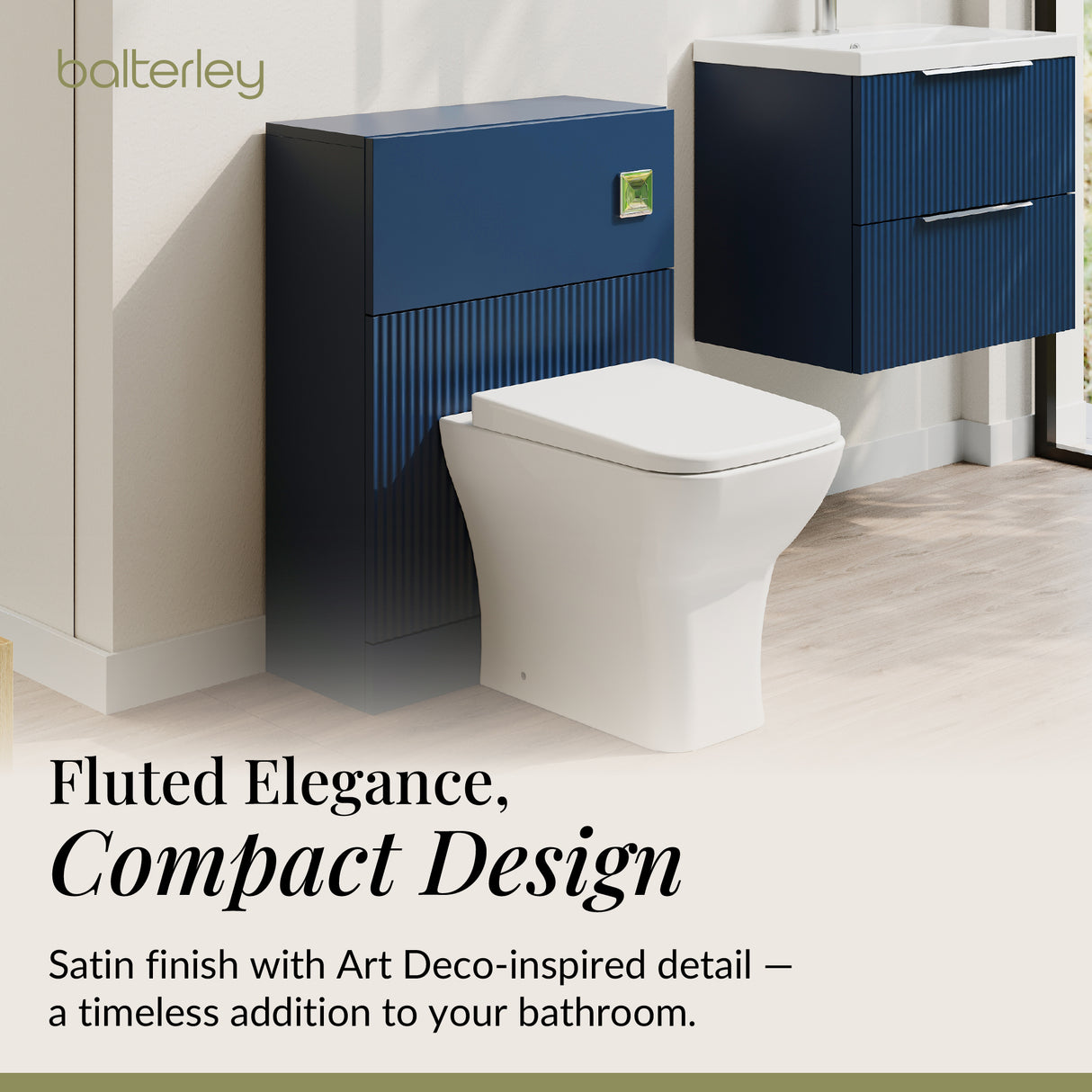 Fluted Front Floor Standing WC Unit, 500mm, Choice of Colour