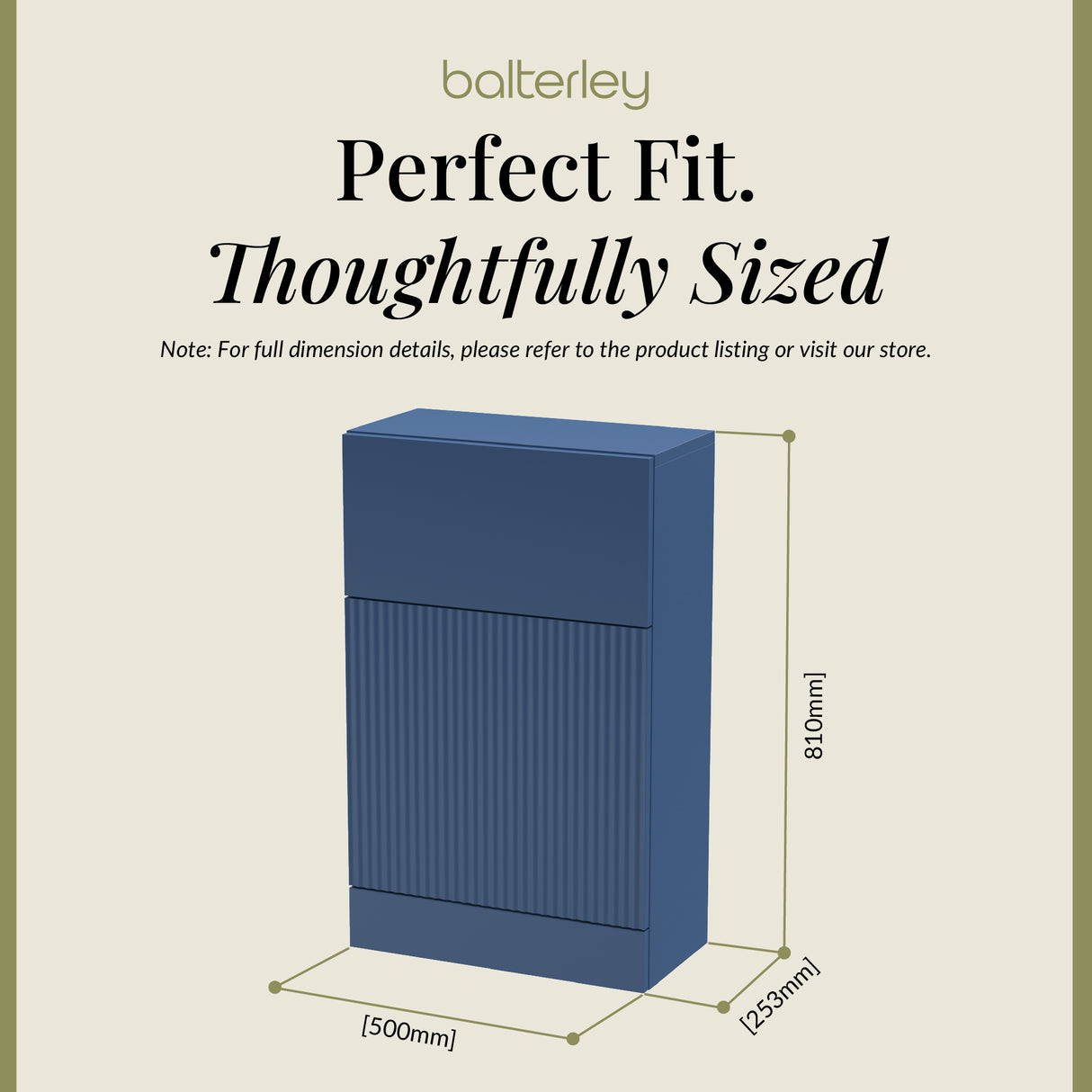 Fluted Front Floor Standing WC Unit, 500mm, Choice of Colour