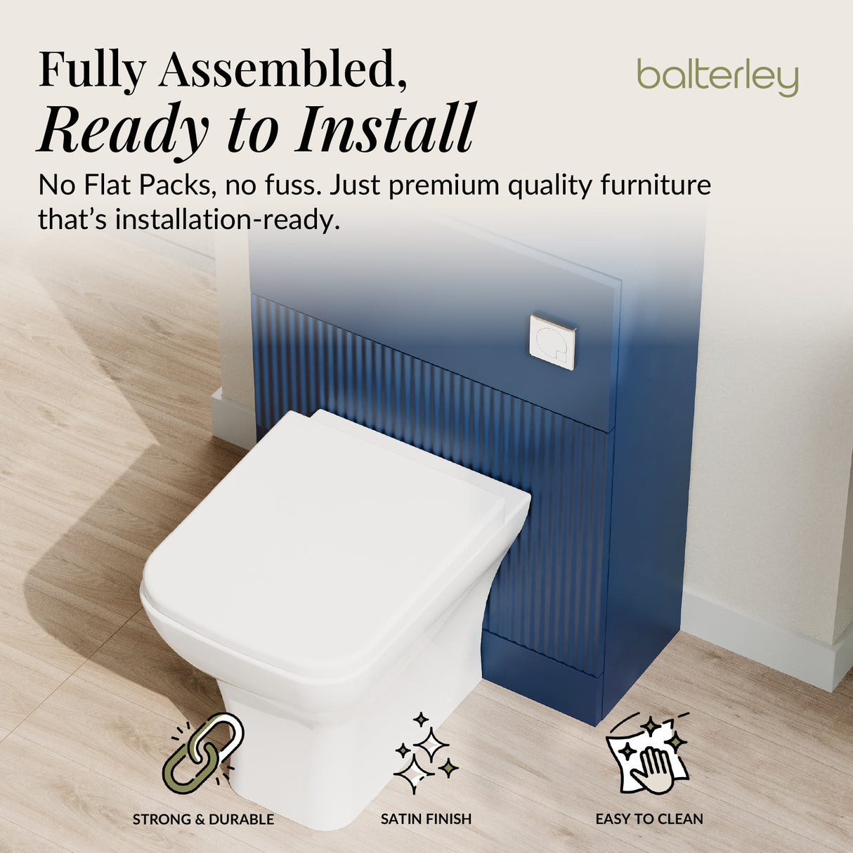 Fluted Front Floor Standing WC Unit, 500mm, Choice of Colour