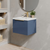 Fluted Front Wall Hung Vanity Basin Unit with Choice of Size, Colour and Handle Options