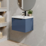 Fluted Front Wall Hung Vanity Basin Unit with Choice of Size, Colour and Handle Options