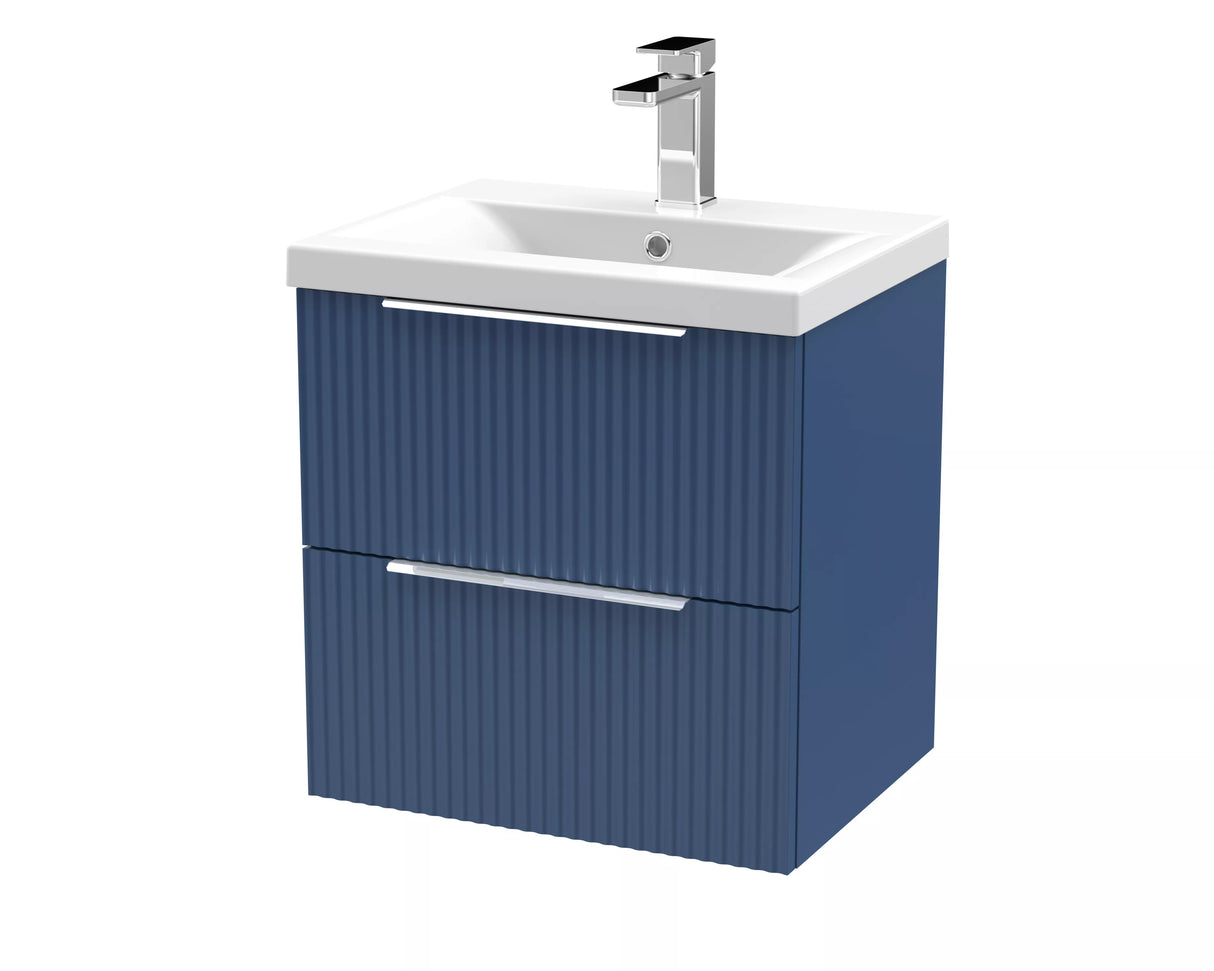 Tixall Fluted Front Wall Hung Vanity Basin Unit with Choice of Size, Colour and Handle Options