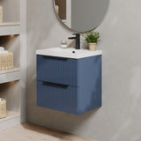 Fluted Front Wall Hung Vanity Basin Unit with Choice of Size, Colour and Handle Options