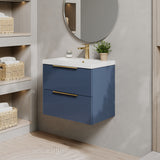 Fluted Front Wall Hung Vanity Basin Unit with Choice of Size, Colour and Handle Options
