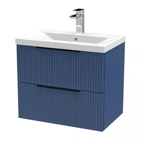 Tixall Fluted Front Wall Hung Vanity Basin Unit with Choice of Size, Colour and Handle Options