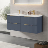 Fluted Front Wall Hung Vanity Basin Unit with Choice of Size, Colour and Handle Options