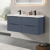 Fluted Front Wall Hung Vanity Basin Unit with Choice of Size, Colour and Handle Options