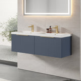 Fluted Front Wall Hung Vanity Basin Unit with Choice of Size, Colour and Handle Options