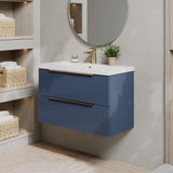 Fluted Front Wall Hung Vanity Basin Unit with Choice of Size, Colour and Handle Options