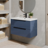 Fluted Front Wall Hung Vanity Basin Unit with Choice of Size, Colour and Handle Options