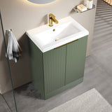 Fluted Front Floor Standing Vanity Basin Unit with Choice of Size, Colour and Handle Options