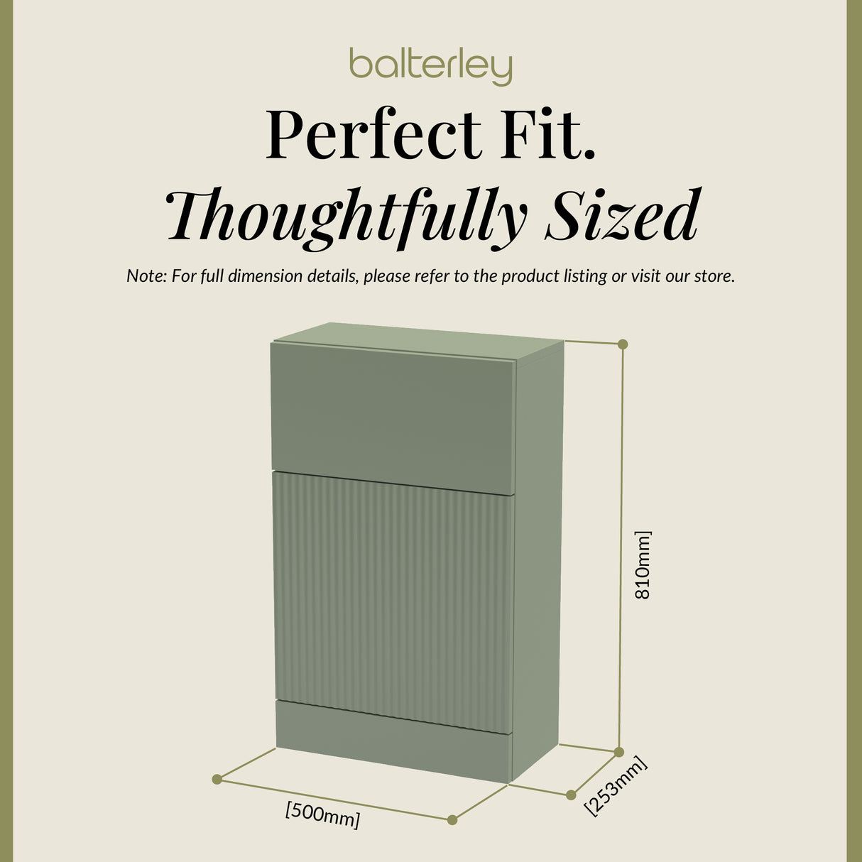 Fluted Front Floor Standing WC Unit, 500mm, Choice of Colour