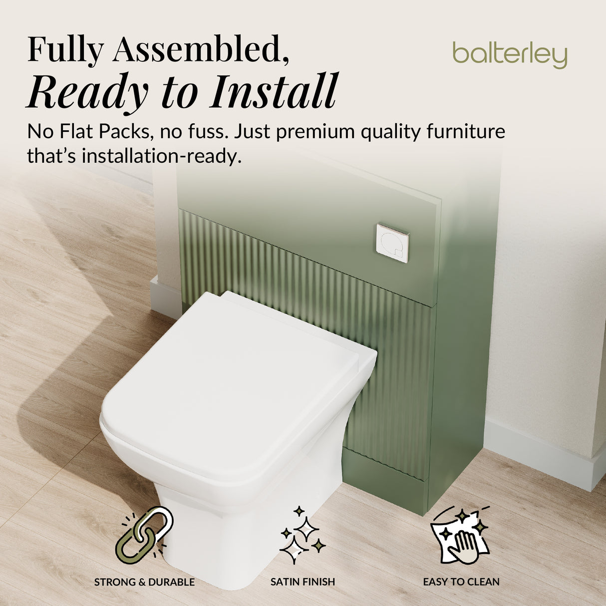 Fluted Front Floor Standing WC Unit, 500mm, Choice of Colour