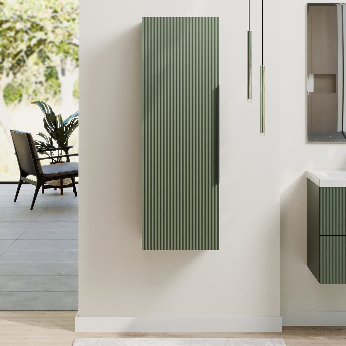 Fluted Tall Bathroom Unit, 400mm, Multiple Colours and Handle Options