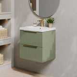Fluted Front Wall Hung Vanity Basin Unit with Choice of Size, Colour and Handle Options