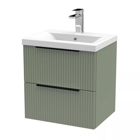 Tixall Fluted Front Wall Hung Vanity Basin Unit with Choice of Size, Colour and Handle Options