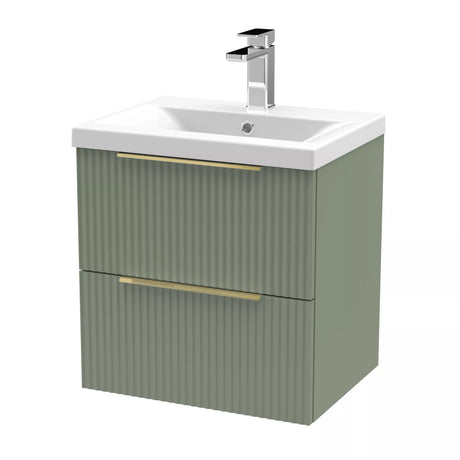 Tixall Fluted Front Wall Hung Vanity Basin Unit with Choice of Size, Colour and Handle Options