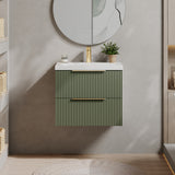 Fluted Front Wall Hung Vanity Basin Unit with Choice of Size, Colour and Handle Options