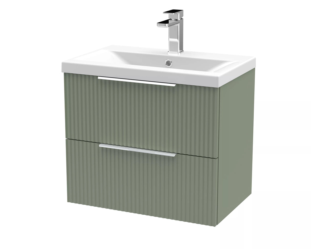 Tixall Fluted Front Wall Hung Vanity Basin Unit with Choice of Size, Colour and Handle Options