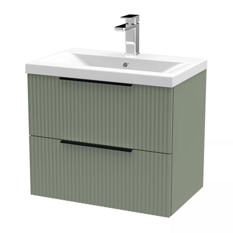 Tixall Fluted Front Wall Hung Vanity Basin Unit with Choice of Size, Colour and Handle Options