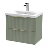 Tixall Fluted Front Wall Hung Vanity Basin Unit with Choice of Size, Colour and Handle Options