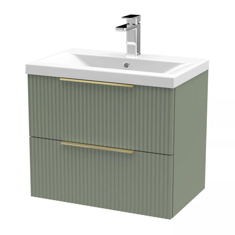 Tixall Fluted Front Wall Hung Vanity Basin Unit with Choice of Size, Colour and Handle Options