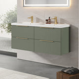 Fluted Front Wall Hung Vanity Basin Unit with Choice of Size, Colour and Handle Options