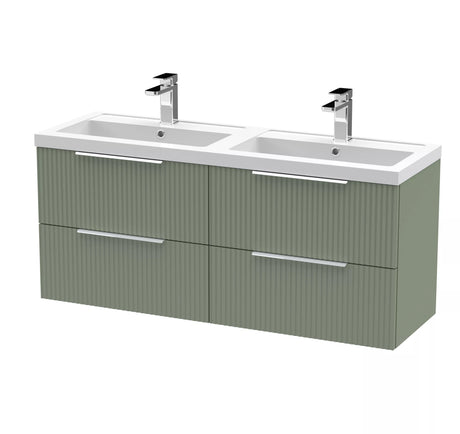 Tixall Fluted Front Wall Hung Vanity Basin Unit with Choice of Size, Colour and Handle Options