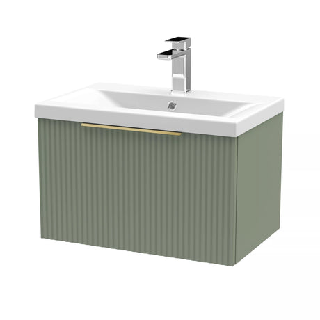 Tixall Fluted Front Wall Hung Vanity Basin Unit with Choice of Size, Colour and Handle Options