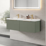 Fluted Front Wall Hung Vanity Basin Unit with Choice of Size, Colour and Handle Options