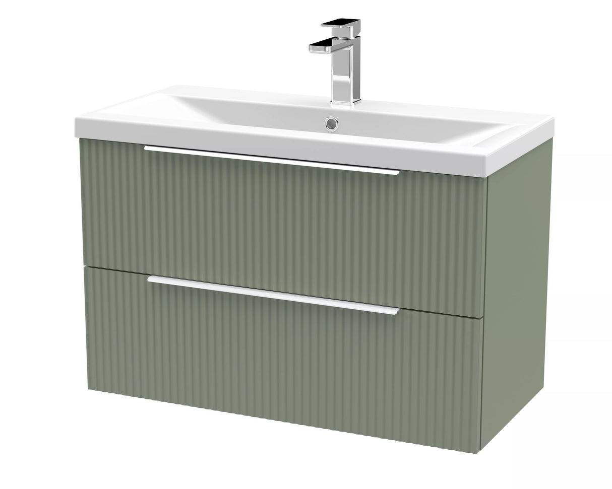 Tixall Fluted Front Wall Hung Vanity Basin Unit with Choice of Size, Colour and Handle Options