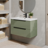 Fluted Front Wall Hung Vanity Basin Unit with Choice of Size, Colour and Handle Options