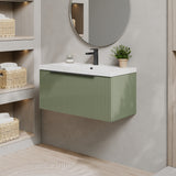 Fluted Front Wall Hung Vanity Basin Unit with Choice of Size, Colour and Handle Options