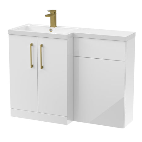 Bathroom Combination Vanity Unit with Basin & WC, Left Hand, 1100mm x 390mm - Choice of Colour and Handle Finish