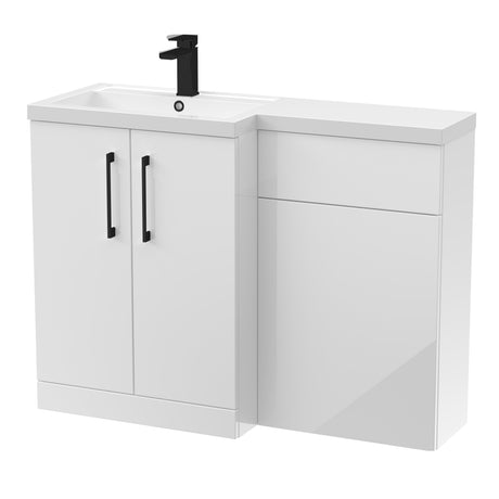 Bathroom Combination Vanity Unit with Basin & WC, Left Hand, 1100mm x 390mm - Choice of Colour and Handle Finish