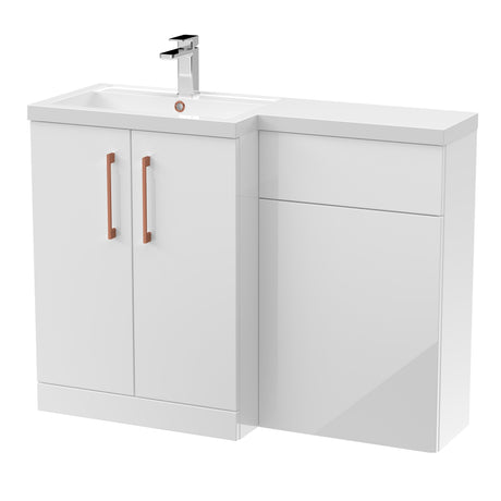 Bathroom Combination Vanity Unit with Basin & WC, Left Hand, 1100mm x 390mm - Choice of Colour and Handle Finish