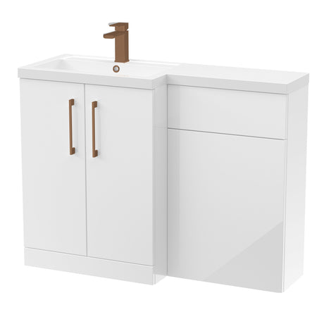 Bathroom Combination Vanity Unit with Basin & WC, Left Hand, 1100mm x 390mm - Choice of Colour and Handle Finish