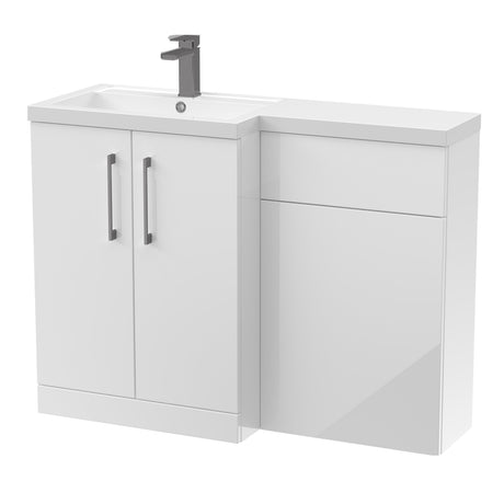 Bathroom Combination Vanity Unit with Basin & WC, Left Hand, 1100mm x 390mm - Choice of Colour and Handle Finish