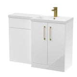 Bathroom Combination Vanity Unit with Basin & WC, Right Hand, 1100mm x 390mm - Choice of Colour and Handle Finish
